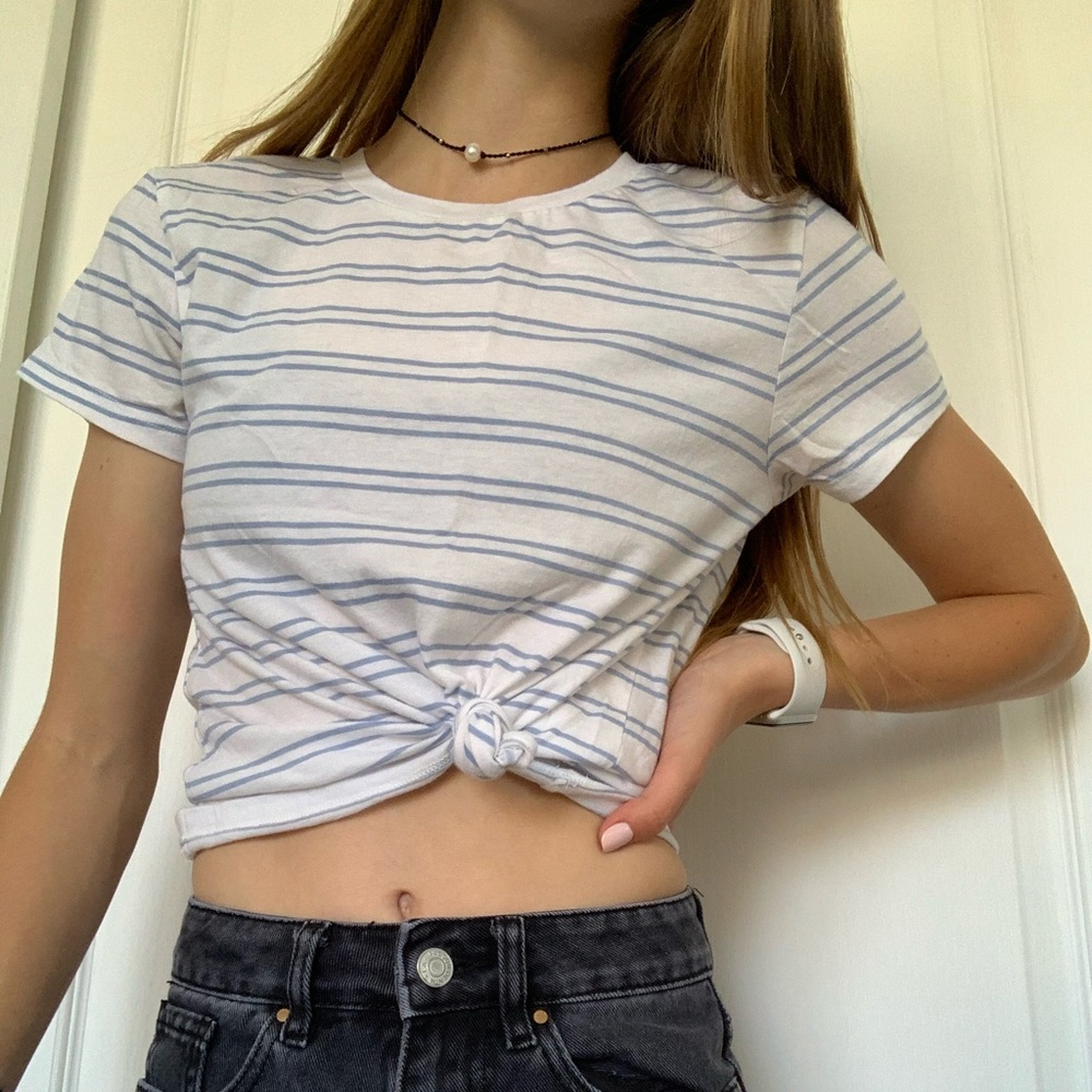 Blue and White Striped Shirt